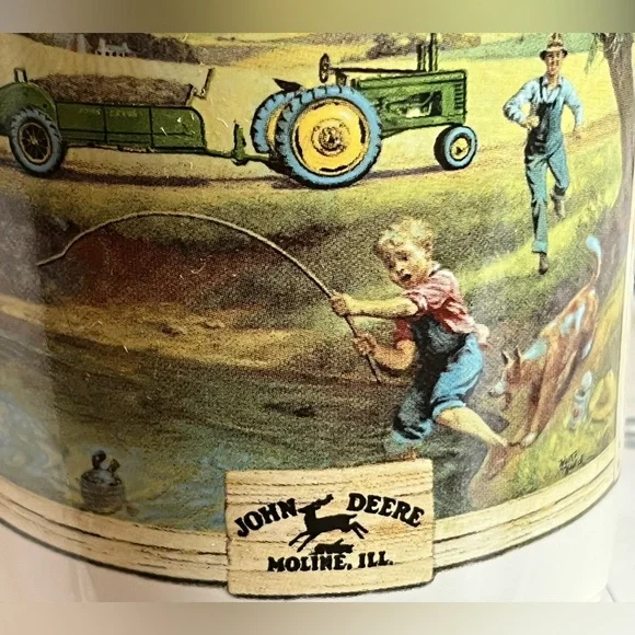John Deere Green and White Mug with Tractor Scene - Picture 8 of 9
